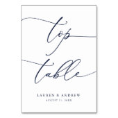 ネイビーブルーミニマル結婚リストのトップテーブカスタムル テーブルナンバー (裏面)