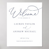 ネイビーブルーミニマル結婚リストへようこそ ポスター (正面)