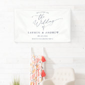 ネイビーブルーミニマル結婚リストへようこそ 横断幕 (インサイチュ)