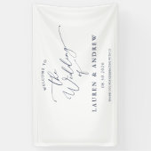 ネイビーブルーミニマル結婚リストへようこそ 横断幕 (縦)