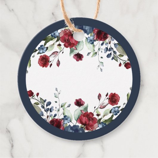 ネイビーブルーミモサバージュースラベル手書き用 フェイバータグ (正面)