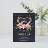 ネイビーブルーミング〔雄ジカの〕枝角カントリーシ結婚ック 案内ポストカード (スタンド正面)