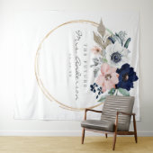 ネイビーブルームス フューチャー ミセス ブライダルシャワー 背景 タペストリー (インサイチュ(横))