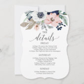 ネイビーブルームズの花嫁の週末の予定 招待状 (裏面)