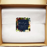 ネイビーブルームーディーズフローラバーグンディ結婚ズ スクエアシール<br><div class="desc">#zazzlemade</div>