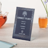 ネイビーブルームーンと星のビジネスWiFiパスワード 台座サイン (インサイチュ)