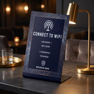 ネイビーブルームーンと星のビジネスWiFiパスワード 台座サイン