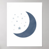 ネイビーブルームーンと星の男の子用ナーセリーポスター ポスター (正面)