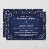 ネイビーブルームーンスターズ金ゴールド&ホワイトリハーサルディナー 招待状 (正面/裏面)