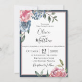 ネイビーブルームーヴボタニカル結婚式招待状 招待状 (正面)