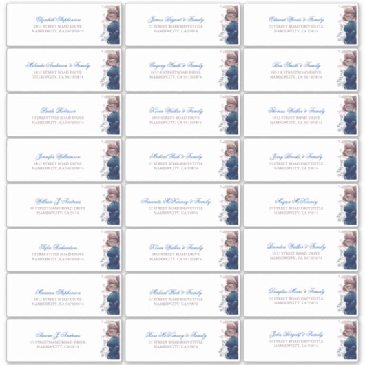 ネイビーブルーメイブフラワーズゲストナーズ住所 シール (正面)