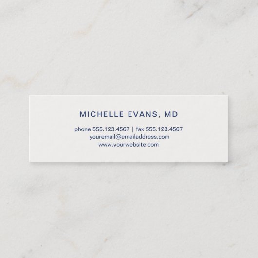 ネイビーブルーメガネのロゴオプトメーターシンプル スキニー名刺 (裏面)