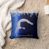 ネイビーブルーメタリックシルバースパークル体操 クッション (ブランケット)