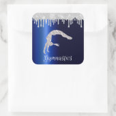 ネイビーブルーメタリックシルバースパークル体操 スクエアシール (バッグ)