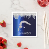 ネイビーブルーメタリックシルバースパークル体操 スタンダードカクテルナプキン (インサイチュ)