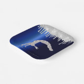 ネイビーブルーメタリックシルバースパークル体操 ペーパープレート (傾斜あり)