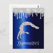 ネイビーブルーメタリックシルバースパークル体操 ポストカード (正面/裏面)