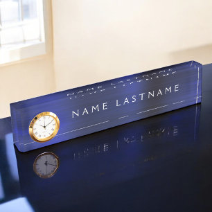 ネイビーブルーメタリックラグジュアリープロフェッショナルエグゼクティブ デスクネームプレート