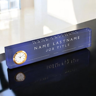 ネイビーブルーメタリック企業のカスタムプロフェッショナル デスクネームプレート