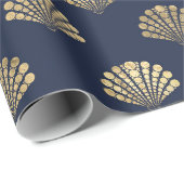 ネイビーブルーメタリック金ゴールドシーシェルマーメイド ラッピングペーパー (ロールコーナー)