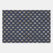 ネイビーブルーメタリック金ゴールドマーメイドパーティーギフトデコ ラッピングペーパーシート (正面2)