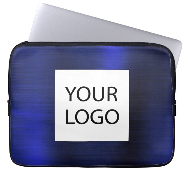 ネイビーブルーメタリック – カスタムロゴのプロモーション ラップトップスリーブ (正面)