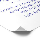 ネイビーブルーメッセージのボトルブライダルシャワーアドバイス ポスター (角)