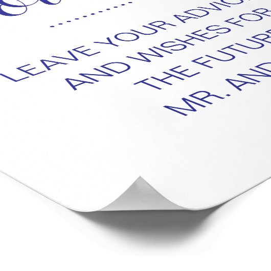 ネイビーブルーメッセージのボトルブライダルシャワーアドバイス ポスター (角)