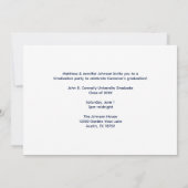 ネイビーブルーメディカルスクールフォト卒業パーティー 招待状 (裏面)