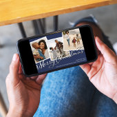 ネイビーブルーメリークリスマスプレッドフォトコラージュ シーズンカード