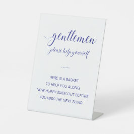 ネイビーブルーメンズバスルーム結婚バスケット 台座サイン