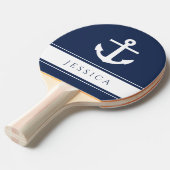 ネイビーブルーモダンいかり航海の名前をカスタムする 卓球ラケット (正面アングル)