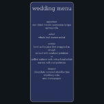 ネイビーブルーモダンのメ結婚ニュー メニュー<br><div class="desc">カスタマイズ可能なモダン文字を備えたネイビ結婚ーブルメニューカスタム招待状</div>