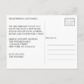 ネイビーブルーモダンアローズ移動アナウンス 案内ポストカード (裏面)