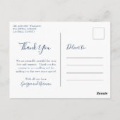 ネイビーブルーモダンウォーター結婚カラー ポストカード (裏面)