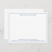 ネイビーブルーモダンオフィスプロフェッショナルシン縁ど ノートカード (正面/裏面)