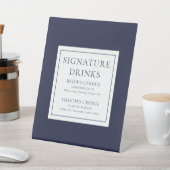 ネイビーブルーモダンクラシックシグネチャードリンク 台座サイン (インサイチュ)