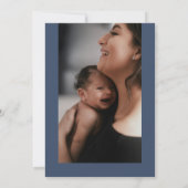 ネイビーブルーモダンクロス《キリスト教》洗礼式や命名式写真バプテスマ 招待状 (裏面)