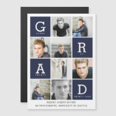 ネイビーブルーモダングラフィック写真部卒業 (正面/裏面)