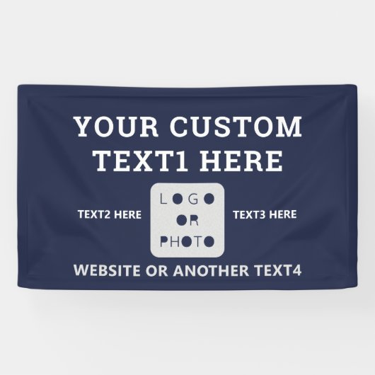 ネイビーブルーモダンシンプルビジネスロゴ写真ブランド 横断幕 (横)