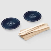 ネイビーブルーモダンシンプルモノグラムパーソナライズされたハンド ハンドファン