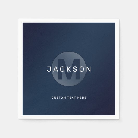 ネイビーブルーモダンシンプルモノグラムパーソナライズされた昼寝 スタンダードカクテルナプキン (正面)
