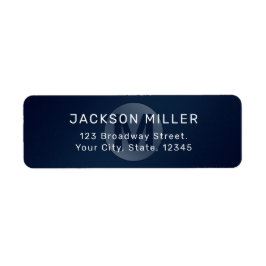ネイビーブルーモダンシンプルモノグラム差出人住所 ラベル