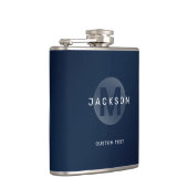 ネイビーブルーモダンシンプルモノグラム フラスク (右)