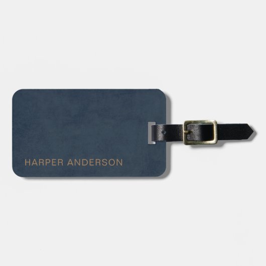 ネイビーブルーモダンシンプル ラゲッジタグ (正面横)