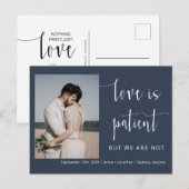 ネイビーブルーモダンスミニマルクリプト写真の展開 ポストカード (正面/裏面)