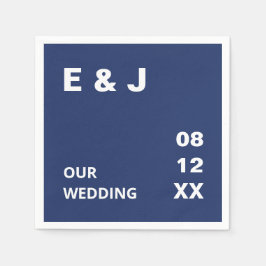 ネイビーブルーモダンズ結婚ナプキン スタンダードカクテルナプキン