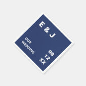 ネイビーブルーモダンズ結婚ナプキン スタンダードカクテルナプキン (角)