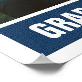 ネイビーブルーモダンテクスチャード写真卒業 ポスター (角)