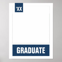 ネイビーブルーモダンテクスチャード写真卒業 ポスター